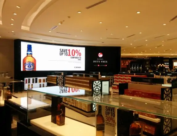 Curved LED Videowlal for Branding and Communiation at T2 Duty Free