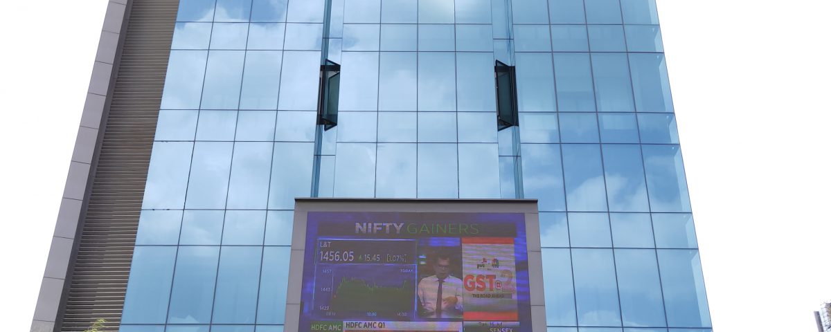 LED TIcker and LED Display to convey stock information Installed by Marwadi Group