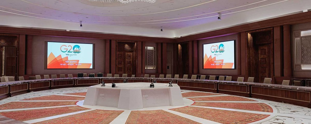 LED displays installed in the largest conference room of Government of India
